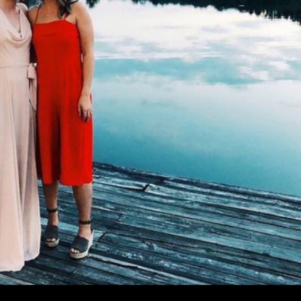 Red Cropped Jumpsuit